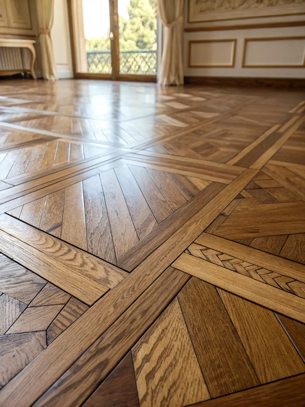 A detailed image of Engineered Oak Parquet, emphasizing the layered construction and enhanced stability, perfect for modern interiors.